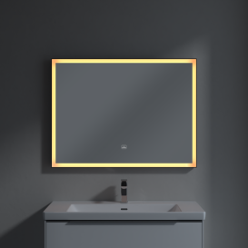 Дзеркало у ванну кімнату Villeroy & Boch Subway 3.0 100х75 см з підсвічуванням алюміній біколор A46310BC