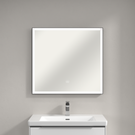 Дзеркало у ванну кімнату Villeroy & Boch Subway 3.0 80х75 см з підсвічуванням алюміній біколор A46380BC