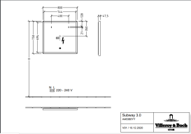 Дзеркало у ванну кімнату Villeroy & Boch Subway 3.0 80х75 см з підсвічуванням алюміній біколор A46380BC