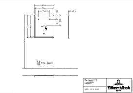 Дзеркало у ванну кімнату Villeroy & Boch Subway 3.0 65х75 см з підсвічуванням алюміній біколор A46365BC