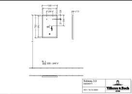 Дзеркало у ванну кімнату Villeroy & Boch Subway 3.0 50х75 см з підсвічуванням алюміній біколор A46350BC