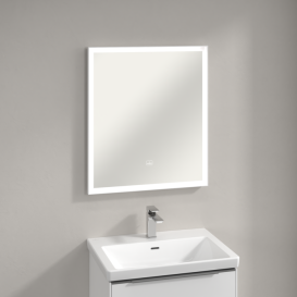 Зеркало в ванную комнату Villeroy & Boch Subway 3.0 65х75 см с подсветкой алюминий белый матовый A4636500