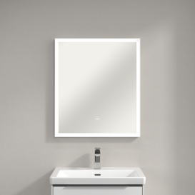 Зеркало в ванную комнату Villeroy & Boch Subway 3.0 65х75 см с подсветкой алюминий белый матовый A4636500