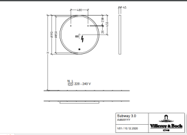 Зеркало в ванную комнату Villeroy & Boch Subway 3.0 91х91 см с подсветкой алюминий белый матовый A4649100
