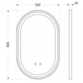 Дзеркало у ванну кімнату Volle 50х80 см з підсвічуванням диммером і підігрівом чорний 16-42-500B