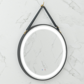 Зеркало в ванную комнату Volle 60 см с подсветкой диммером и подогревом черный 16-25-600B