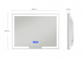 Дзеркало у ванну кімнату Volle 80х60 см підсвічування/підігрів/bluetooth/годинник 16-14-800