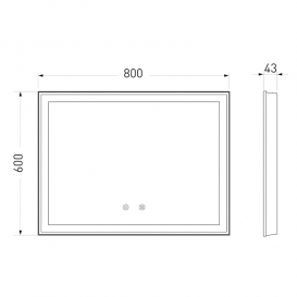 Зеркало в ванную комнату Volle 80х60 см с подсветкой диммером и подогревом 16-13-800