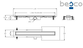 Желоб водосточный Besco Virgo Basic 90 см под плитку нержавеющая сталь OL-90-VB