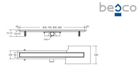 Жолоб водостічний Besco Virgo 70 см скло чорний OL-70-VBL
