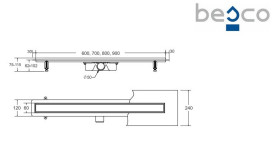 Желоб водосточный Besco Virgo Duo 80 см нержавеющая сталь золото OL-80-VG
