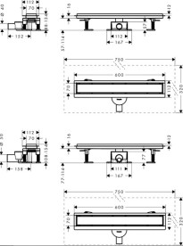 Желоб водосточный Hansgrohe RainDrain Go 600 мм матовая нержавеющая сталь 56271800