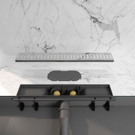 Жолоб водостічний Koller Pool Aqua 50 см з решіткою Line ABS-пластик/нержавіюча сталь AQL0500