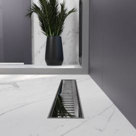 Жолоб водостічний Koller Pool Aqua 50 см з решіткою Line ABS-пластик/нержавіюча сталь AQL0500