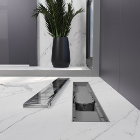 Жолоб водостічний Koller Pool Aqua 50 см з решіткою Line ABS-пластик/нержавіюча сталь AQL0500