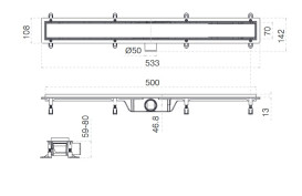 Жолоб водостічний Koller Pool Aqua 50 см з решіткою Line ABS-пластик/нержавіюча сталь AQL0500