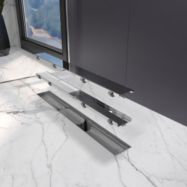 Жолоб водостічний Koller Pool Aqua 60 см з решіткою Duo під плитку ABS-пластик/нержавіюча сталь AQLD0600