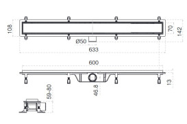 Жолоб водостічний Koller Pool Aqua 60 см з решіткою Duo під плитку ABS-пластик/нержавіюча сталь AQLD0600