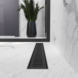 Жолоб водостічний Koller Pool Aqua 70 см із решіткою Line ABS-пластик/нержавіюча сталь чорний AQLMB0700