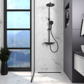 Жолоб водостічний Koller Pool Aqua 70 см із решіткою Line ABS-пластик/нержавіюча сталь чорний AQLMB0700