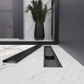 Жолоб водостічний Koller Pool Aqua 70 см із решіткою Line ABS-пластик/нержавіюча сталь чорний AQLMB0700