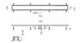 Желоб водосточный Koller Pool Aqua 70 см с решеткой Duo под плитку ABS-пластик/нержавеющая сталь AQLD0700
