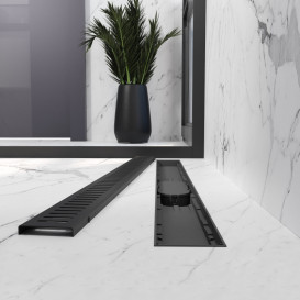 Жолоб водостічний Koller Pool Aqua 80 см з гратами Line ABS-пластик/нержавіюча сталь чорний AQLMB0800