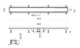 Жолоб водостічний Koller Pool Aqua 80 см з решіткою Duo під плитку ABS-пластик/нержавіюча сталь AQLD0800