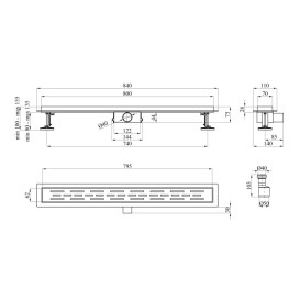 Желоб водосточный Kroner KRP Eifel-L80Linien с решеткой 800 мм нержавеющая сталь CV034170