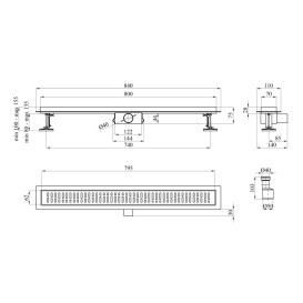 Жолоб водостічний Kroner KRP Eifel-W80Welle з решіткою 800 мм нержавіюча сталь CV034164