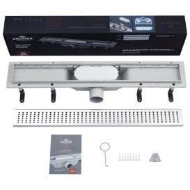 Жолоб водостічний Kroner KRP Harz L80 Löcher з решіткою 800 мм нержавіюча сталь CV029584