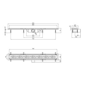 Жолоб водостічний Kroner KRP Harz M80Muster з решіткою 800 мм нержавіюча сталь CV029587
