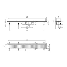 Желоб водосточный Kroner KRP Harz S70Sektion с решеткой 700 мм нержавеющая сталь CV029580