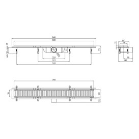 Жолоб водостічний Kroner KRP Harz S80Sektion з решіткою 800 мм нержавіюча сталь CV029581