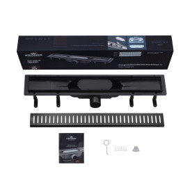 Жолоб водостічний Kroner KRP Harz SCH60Schwarz із решіткою 600 мм нержавіюча сталь чорний CV029588