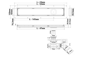 Жолоб водостічний McAlpine Tribal 800 мм нержавіюча сталь CD800-BTRI-NT+CD-HC26-65