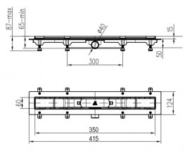 Жолоб водостічний МСН 350 мм з горизонтальним фланцем і матовою гратами Класик CH 350 KN 1