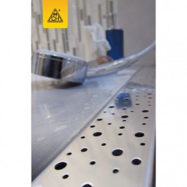 Желоб водосточный МСН 350 мм с горизонтальным фланцем и полированной решеткой Капли CH 350 D