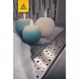 Желоб водосточный МСН 750 мм с горизонтальным фланцем и полированной решеткой Капли CH 750 D