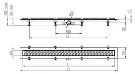 Жолоб водостічний МСН 750 мм з горизонтальним фланцем і матовою гратами Краплі CH 750/50 DN 1
