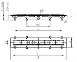 Желоб водосточный МСН 850 мм с горизонтальным фланцем и матовой решеткой Медиум CH 850 MN 1