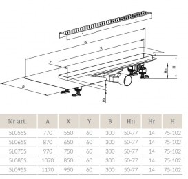 Жолоб водостічний Radaway Slim 950 мм нержавіюча сталь 5L095S