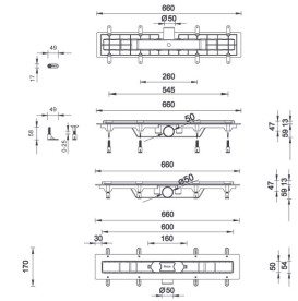 Желоб водосточный Styron с решеткой Chain 600 мм нержавеющая сталь STY-Ch-60