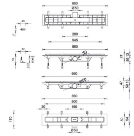 Желоб водосточный Styron с решеткой Domino 600 мм нержавеющая сталь STY-Do-60