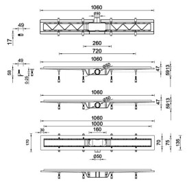 Желоб водосточный Styron с решеткой Harmony 1000 мм нержавеющая сталь STY-H-100