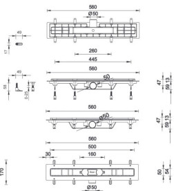 Жолоб водостічний Styron із решіткою Harmony 500 мм нержавіюча сталь чорний STY-H-50-FF