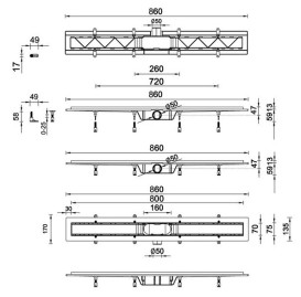 Жолоб водостічний Styron із решіткою Klassic 800 мм нержавіюча сталь STY-K-80