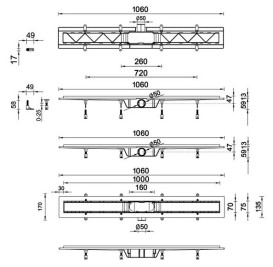 Желоб водосточный Styron с решеткой Medium 1000 мм нержавеющая сталь STY-M-100