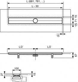 Жолоб водостічний TECE TECEdrainline прямий з заводським кільцем ущільнювача 1500 мм нержавіюча сталь 601504