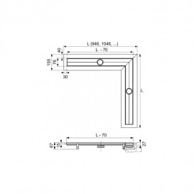 Жолоб водостічний TECE TECEdrainline кутовий з гідроізоляцією Seal System 1500х1500 мм нержавіюча сталь 611500